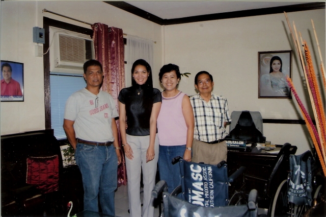 At the office of Vice Gov. Estee Aceron with Elsie Amansec & Dr. Fred Villao with some of the wheelchairs.